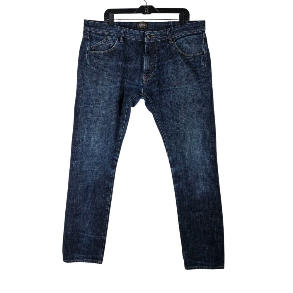 Barbour International Denim Jeans Mens 40x32 (39x33) Blue Dark Wash Straight Leg